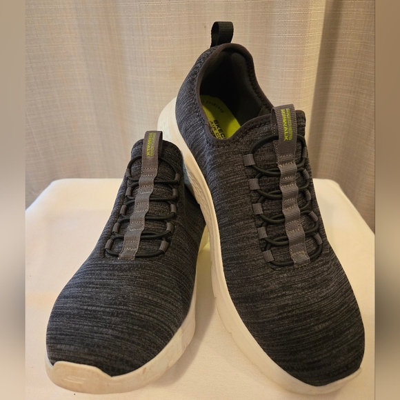Skechers Charcoal Slip-On Shoes with White Sole - Picture 1 of 5